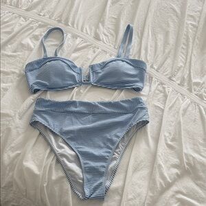Cupshe Striped Blue Bikini Set
